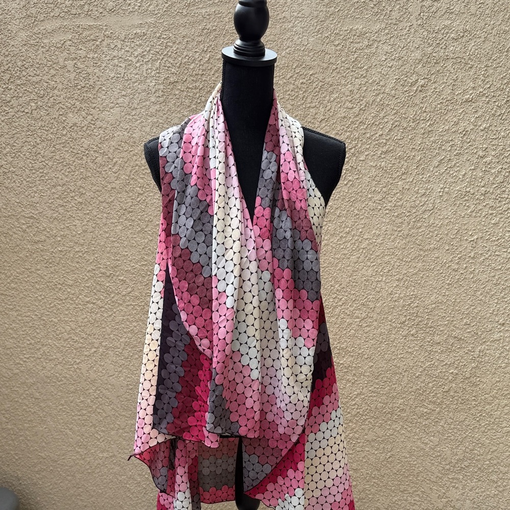 Chic Pink and Gray Polka Dot Scarf